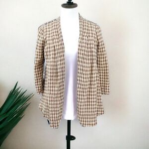 Anthropologie Knitted & Knotted Check Cardigan Knit Jacket Women’s Size XS